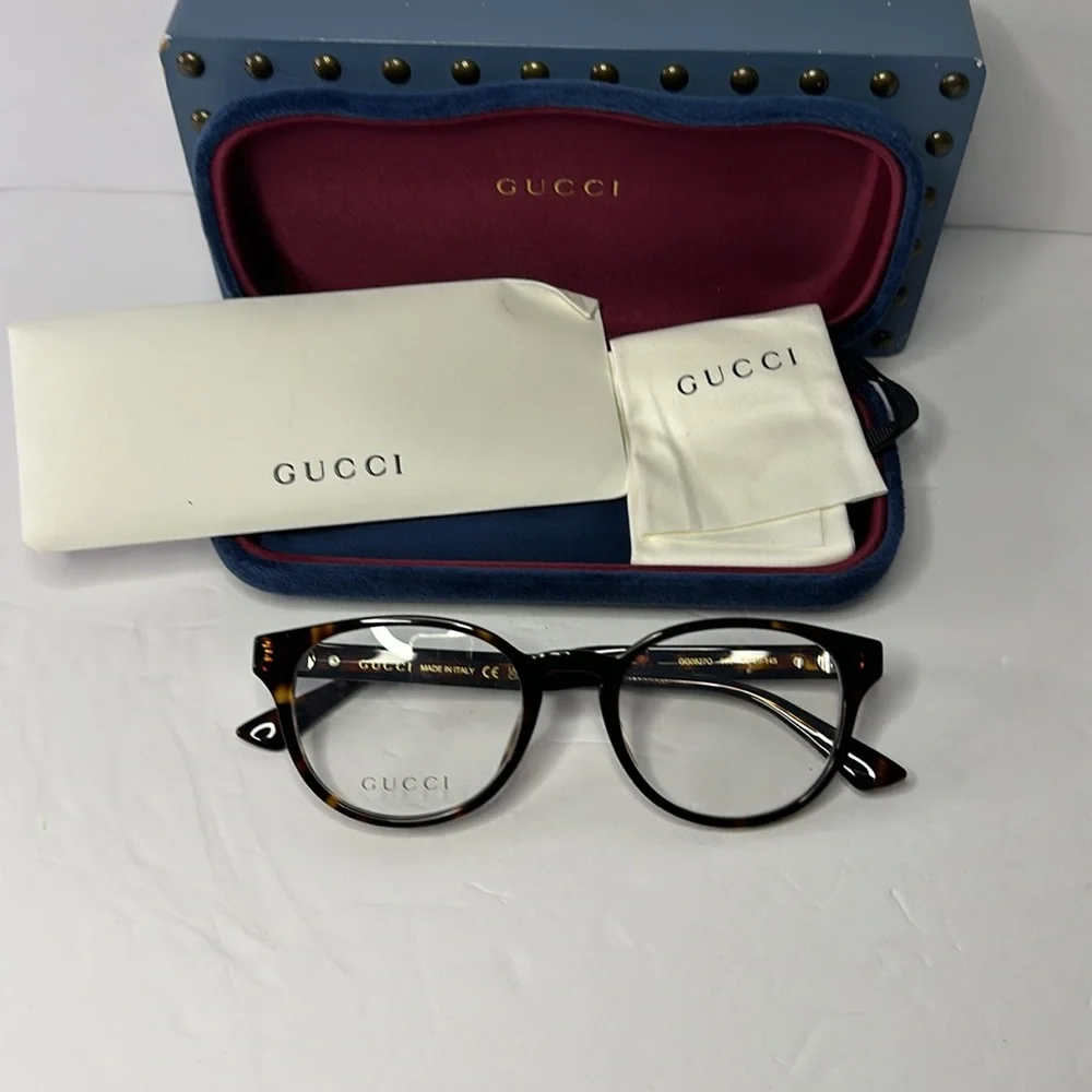 New Authentic GUCCI GG0827O 002 round Gucci optical comes in a havana frame